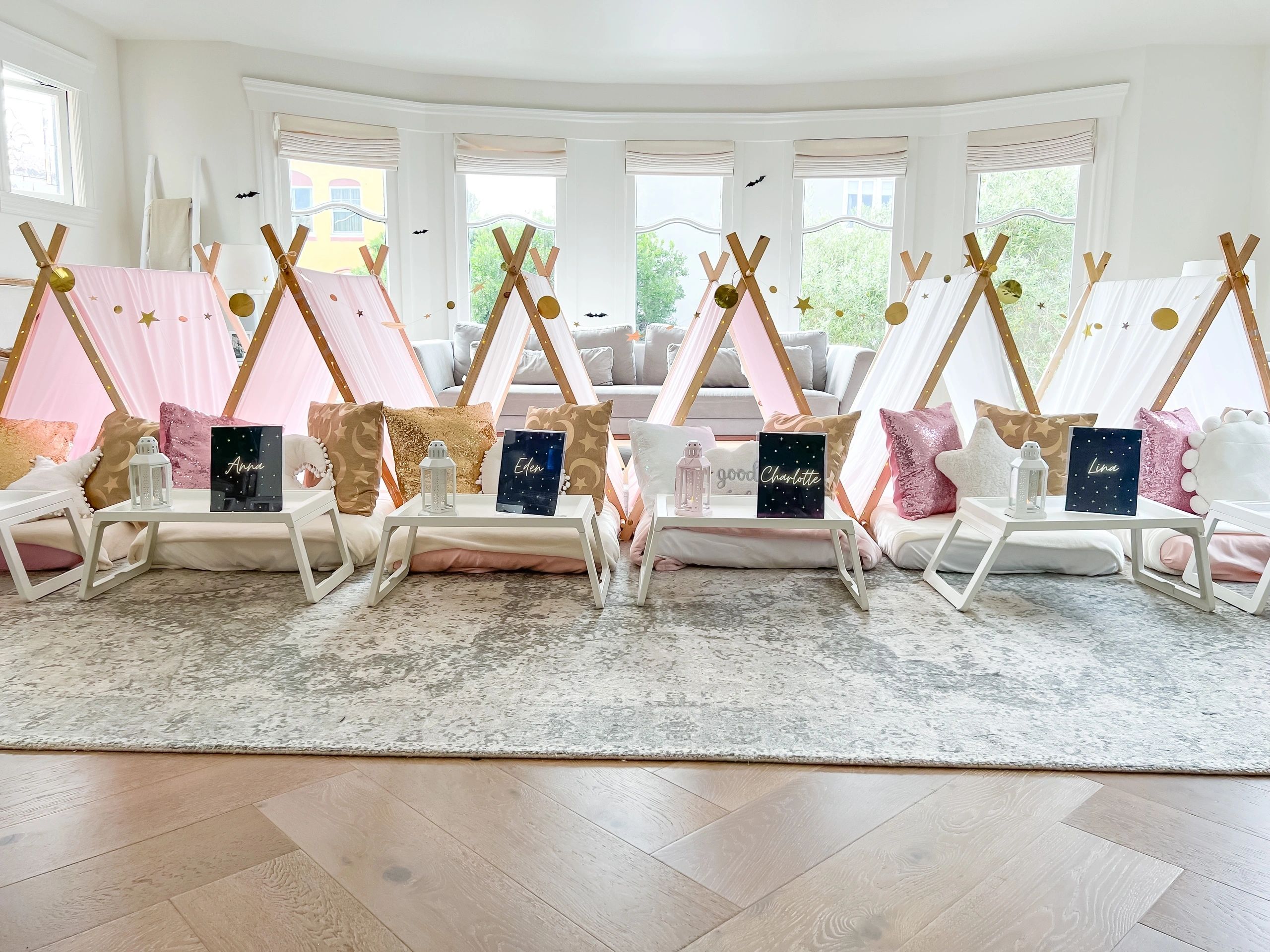 Teepee sleepover party setup by Sleepy Teepee Party