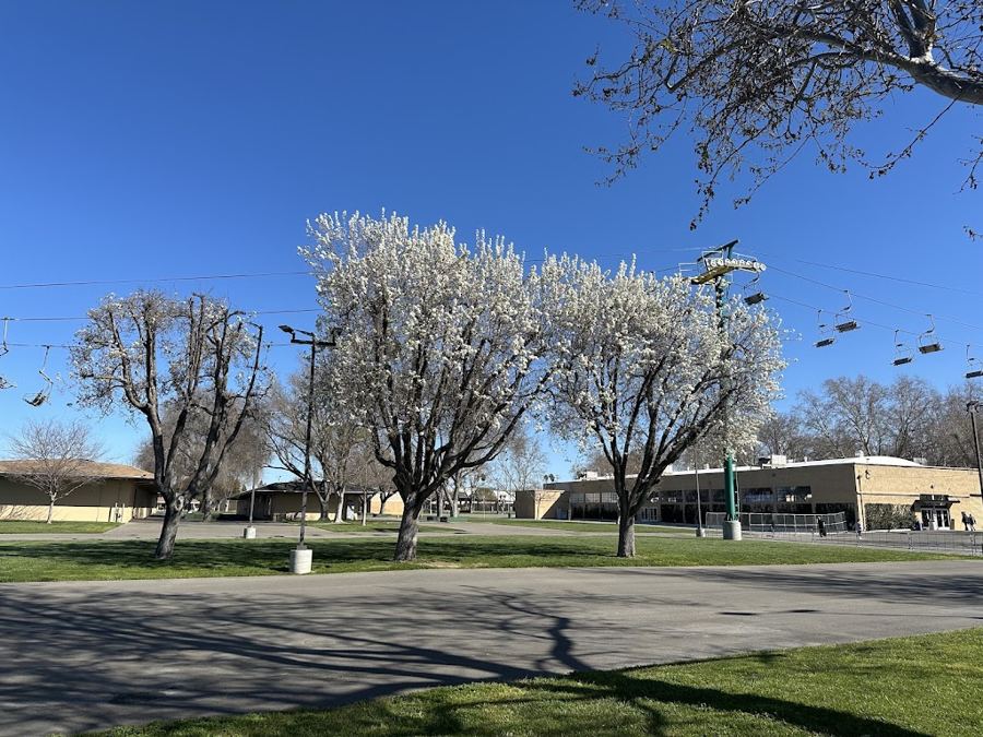 The Alameda County Fairgrounds RV lawn & pavilions in Pleasanton