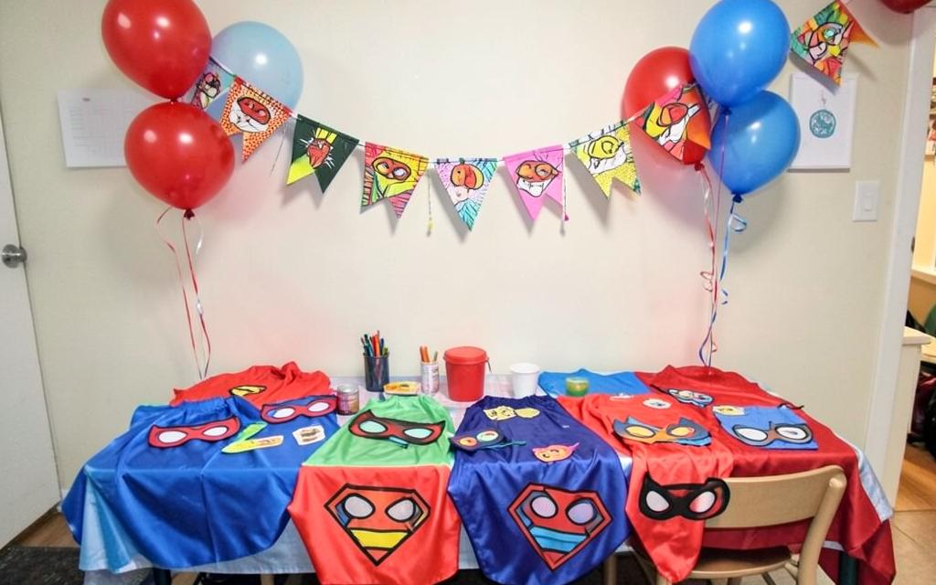 Superhero Training Party birthday party setup ideas